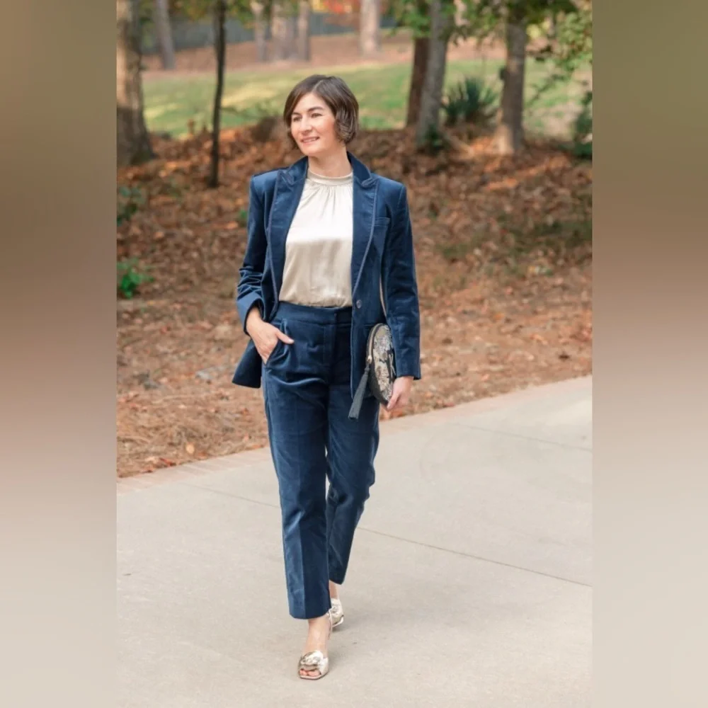 NWT J. Crew Blue Velvet Kate Pants Size 2 Tall